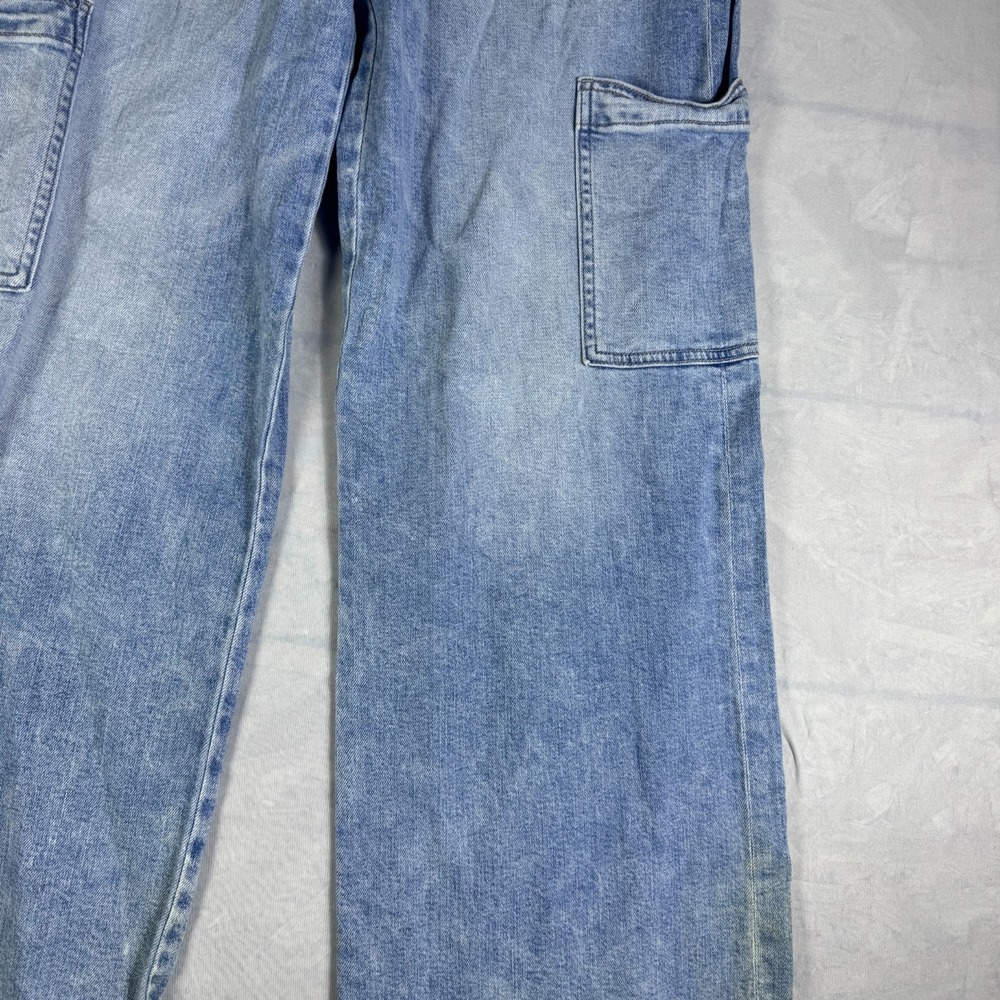 American Eagle Womens Baggy Wide-Leg Cargo Jeans Blue‎ Denim Stretch 8 Regular - Picture 6 of 16